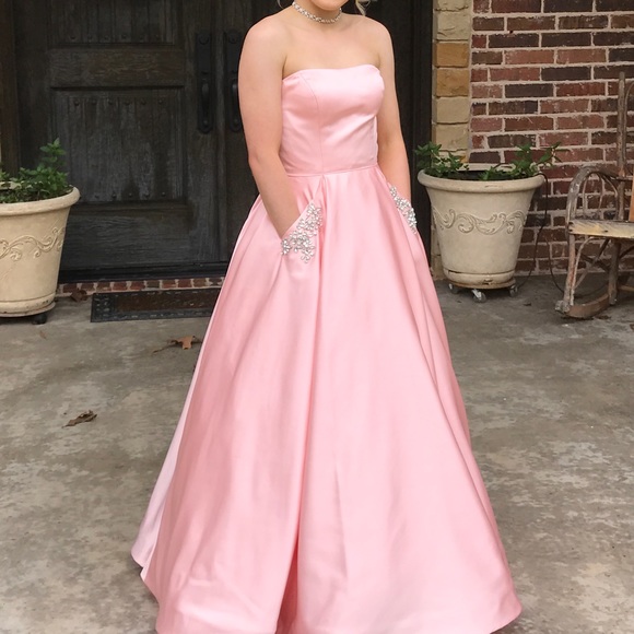 pink prom dress with pockets